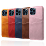 Dual Card Slots PU Leather Coated PC Phone Case Shell for iPhone 13 Pro Max 6.7 inch