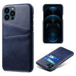 Dual Card Slots PU Leather Coated PC Phone Case Shell for iPhone 13 Pro Max 6.7 inch