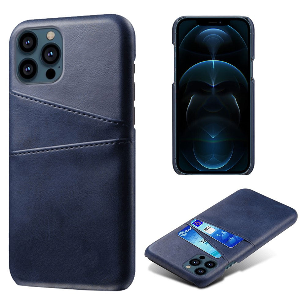 Dual Card Slots PU Leather Coated PC Phone Case Shell for iPhone 13 Pro Max 6.7 inch