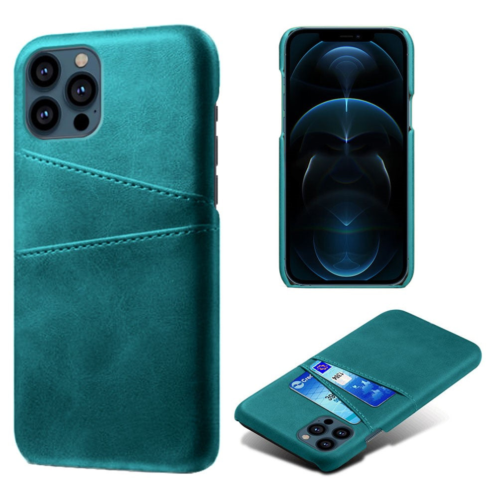 Dual Card Slots PU Leather Coated PC Phone Case Shell for iPhone 13 Pro Max 6.7 inch