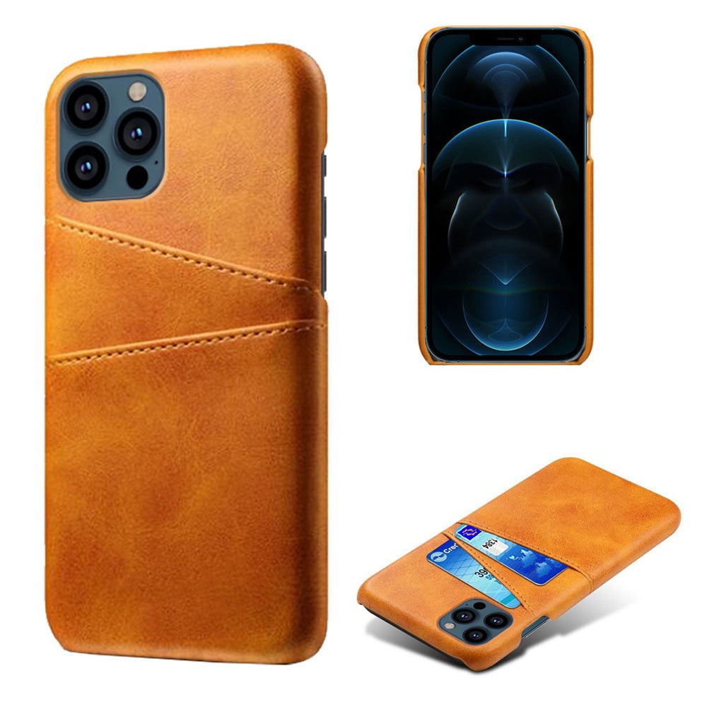 Læderbelagt PC-telefoncover til iPhone 13 Pro 6,1 tommer, beskyttende cover med dobbelt kortplads, ultratyndt design