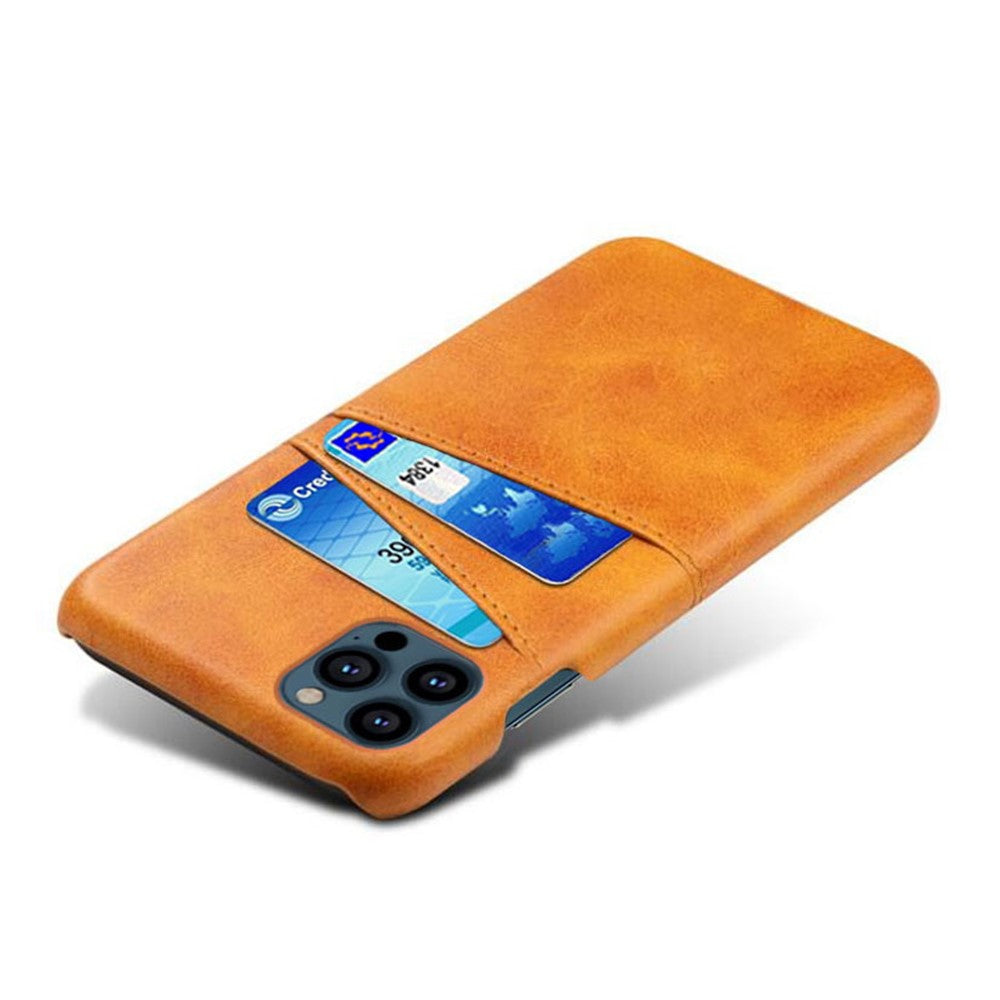 Læderbelagt PC-telefoncover til iPhone 13 Pro 6,1 tommer, beskyttende cover med dobbelt kortplads, ultratyndt design