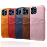 Læderbelagt PC-telefoncover til iPhone 13 Pro 6,1 tommer, beskyttende cover med dobbelt kortplads, ultratyndt design