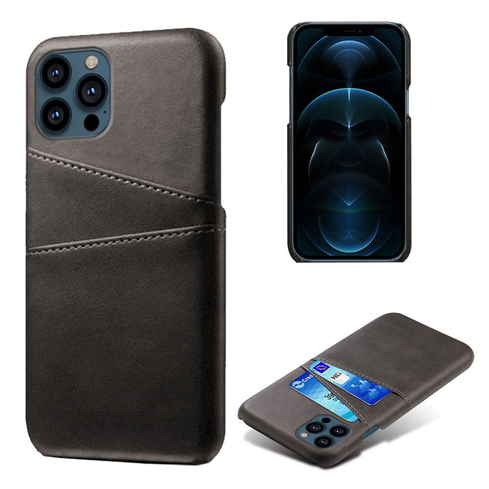 Læderbelagt PC-telefoncover til iPhone 13 Pro 6,1 tommer, beskyttende cover med dobbelt kortplads, ultratyndt design