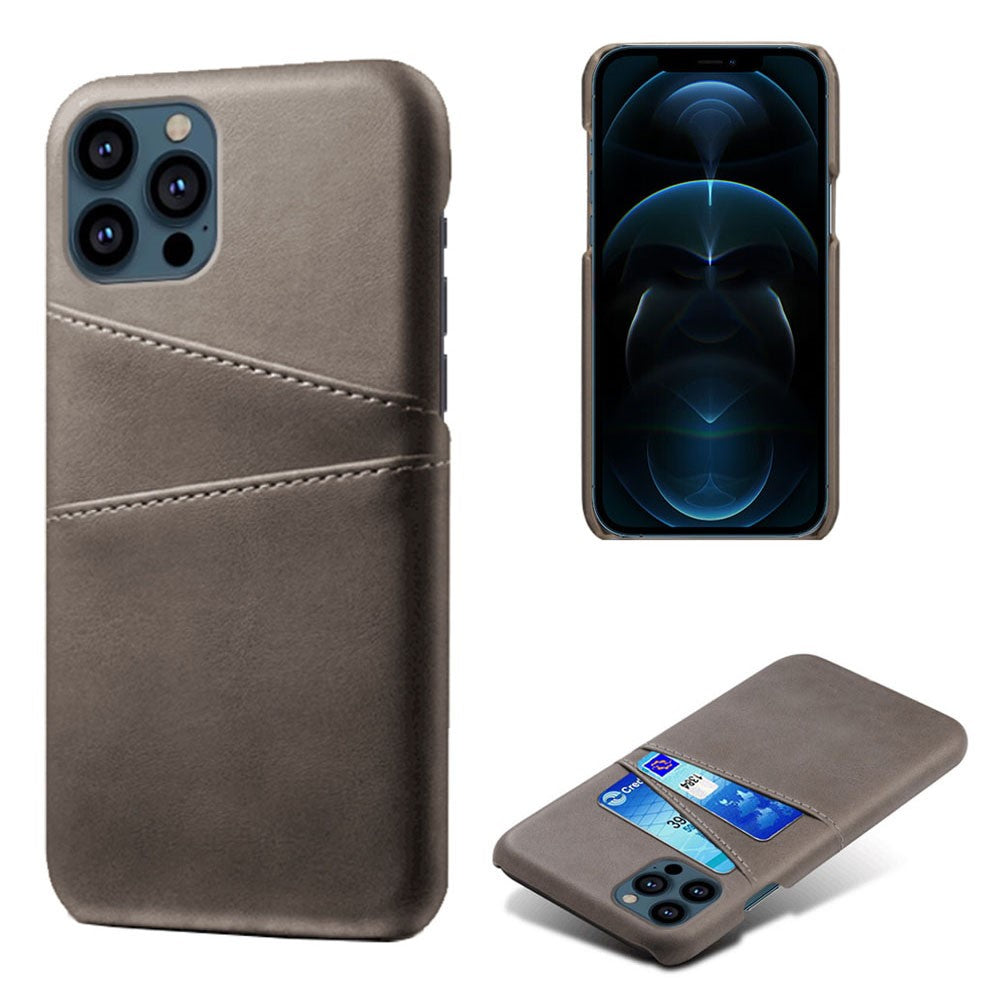 Læderbelagt PC-telefoncover til iPhone 13 Pro 6,1 tommer, beskyttende cover med dobbelt kortplads, ultratyndt design