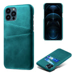 Læderbelagt PC-telefoncover til iPhone 13 Pro 6,1 tommer, beskyttende cover med dobbelt kortplads, ultratyndt design