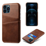 Læderbelagt PC-telefoncover til iPhone 13 Pro 6,1 tommer, beskyttende cover med dobbelt kortplads, ultratyndt design