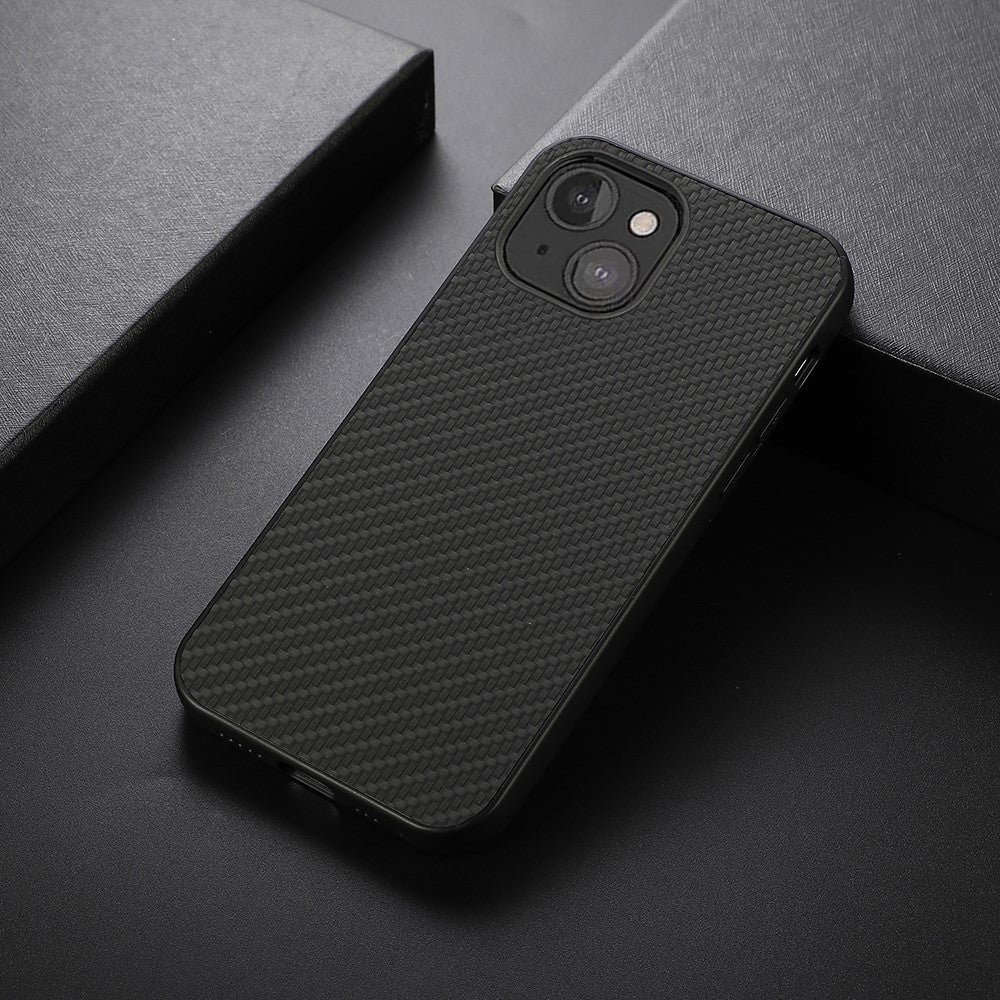 Carbon Fiber Texture Læder Beskyttende Mobiltelefon Cover Bagside til iPhone 13 mini 5.4 tommer