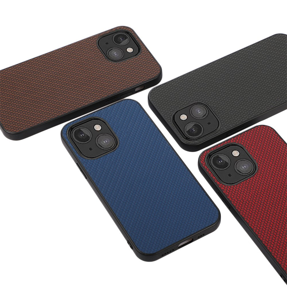 Carbon Fiber Texture Læder Beskyttende Mobiltelefon Cover Bagside til iPhone 13 mini 5.4 tommer