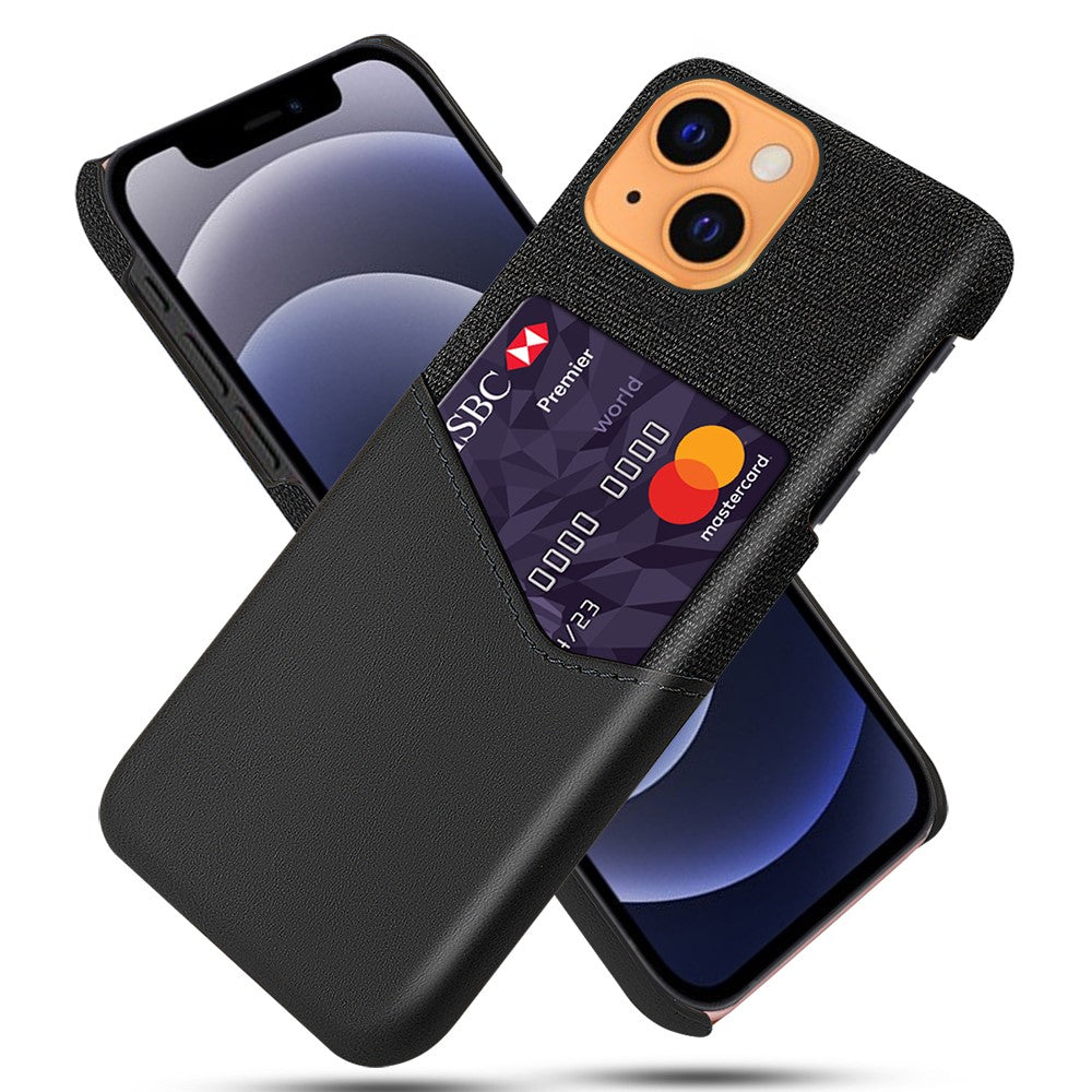 Stødabsorberende hybridtelefoncover i stoftekstur med enkelt kortlomme til iPhone 13 6,1 tommer