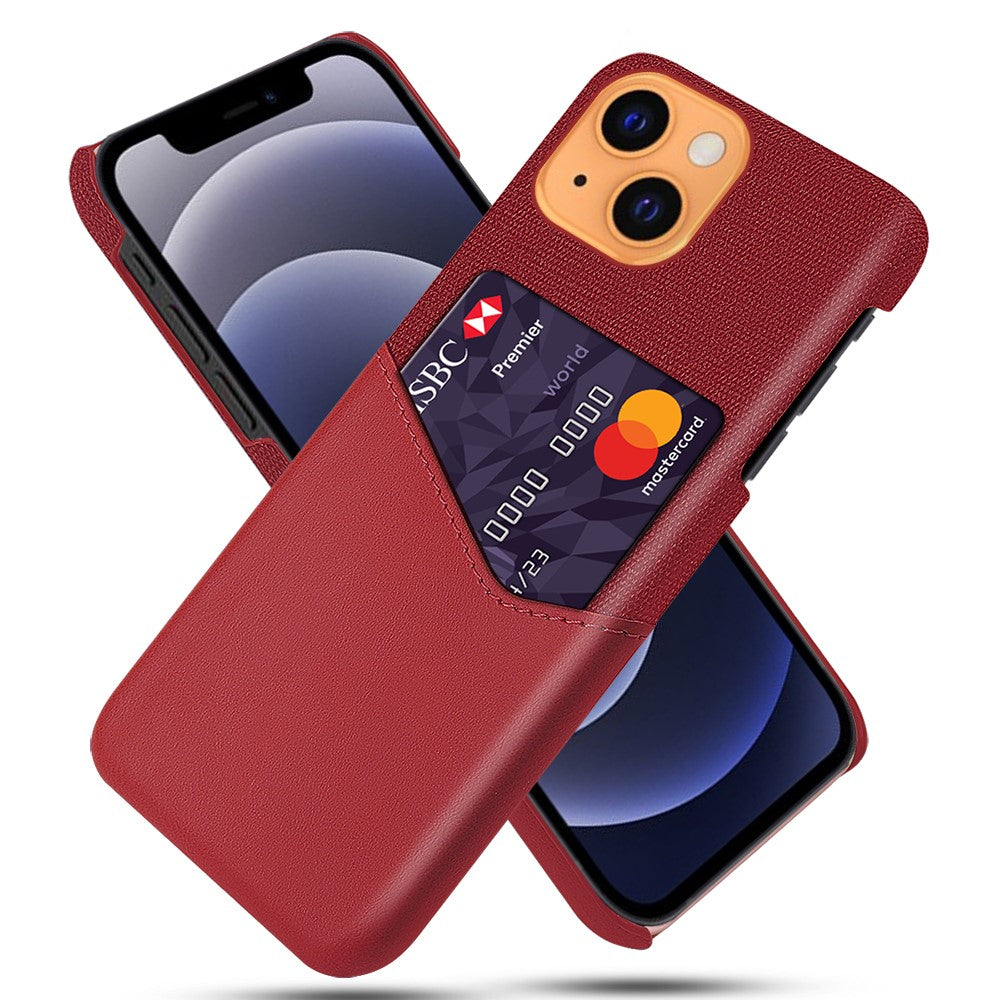 Stødabsorberende hybridtelefoncover i stoftekstur med enkelt kortlomme til iPhone 13 6,1 tommer