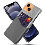 Stødabsorberende hybridtelefoncover i stoftekstur med enkelt kortlomme til iPhone 13 6,1 tommer