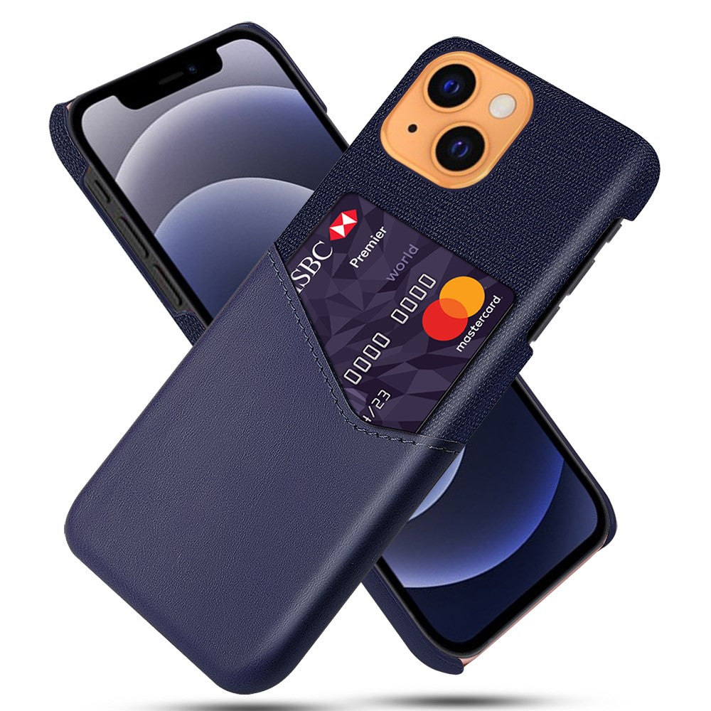 Stødabsorberende hybridtelefoncover i stoftekstur med enkelt kortlomme til iPhone 13 6,1 tommer