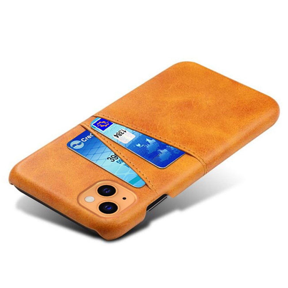 Bagcover til iPhone 13 6.1 tommer, Blødt PU-læderbelagt Hårdt PC Cover med To Kortpladser