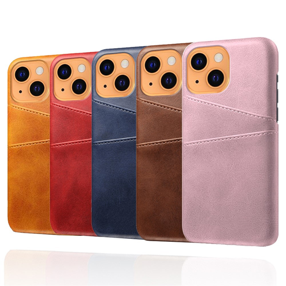 Bagcover til iPhone 13 6.1 tommer, Blødt PU-læderbelagt Hårdt PC Cover med To Kortpladser