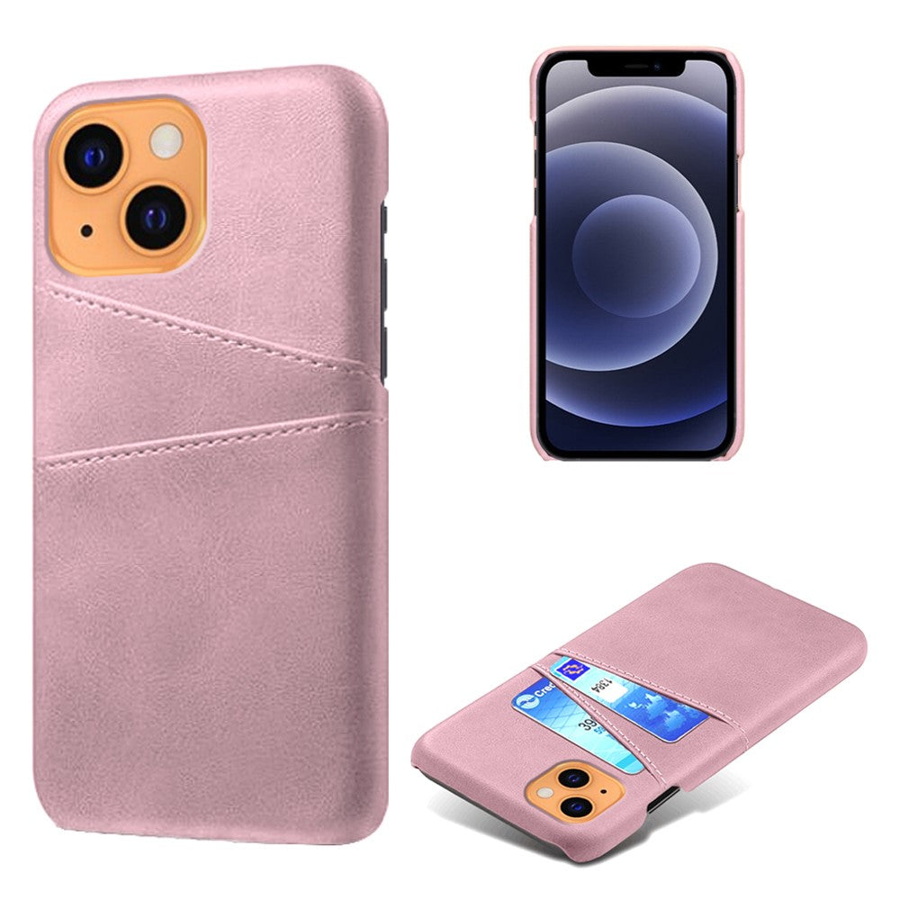 Bagcover til iPhone 13 6.1 tommer, Blødt PU-læderbelagt Hårdt PC Cover med To Kortpladser