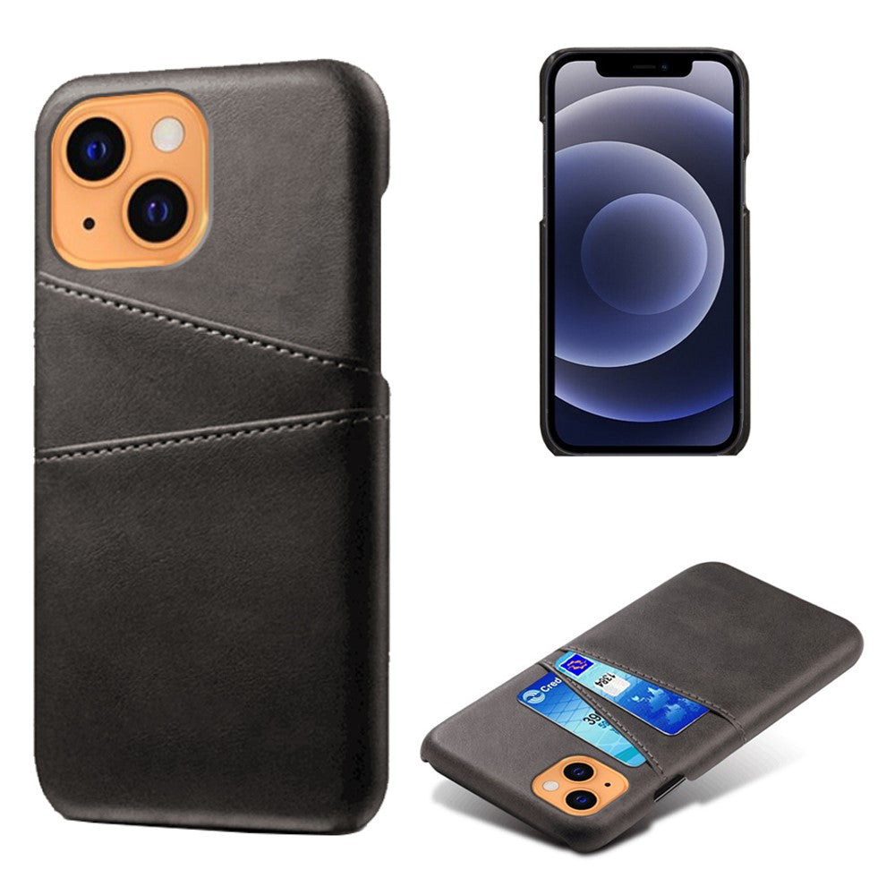 Bagcover til iPhone 13 6.1 tommer, Blødt PU-læderbelagt Hårdt PC Cover med To Kortpladser