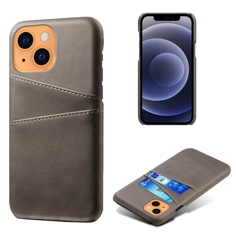 Bagcover til iPhone 13 6.1 tommer, Blødt PU-læderbelagt Hårdt PC Cover med To Kortpladser