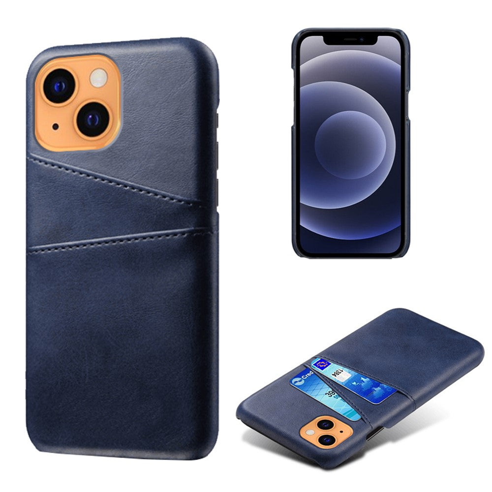 Bagcover til iPhone 13 6.1 tommer, Blødt PU-læderbelagt Hårdt PC Cover med To Kortpladser
