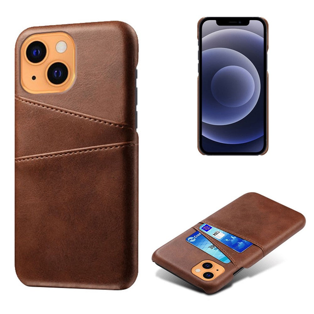 Bagcover til iPhone 13 6.1 tommer, Blødt PU-læderbelagt Hårdt PC Cover med To Kortpladser