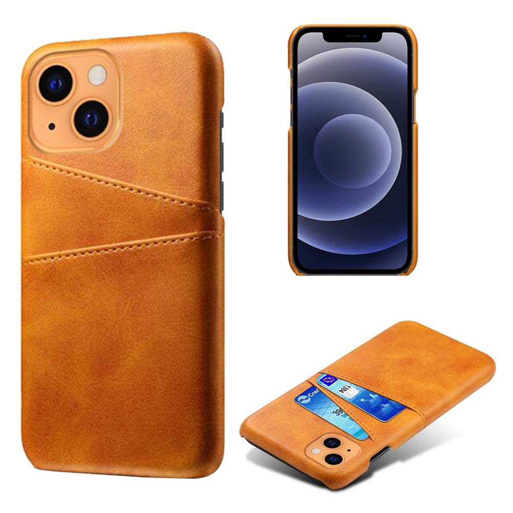 PU Leather + PC Combo Case for iPhone 13 mini 5.4 inch, Anti-Scratch Protective Hard Shell Back Cover with Dual Card Slots