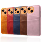 PU Leather + PC Combo Case for iPhone 13 mini 5.4 inch, Anti-Scratch Protective Hard Shell Back Cover with Dual Card Slots