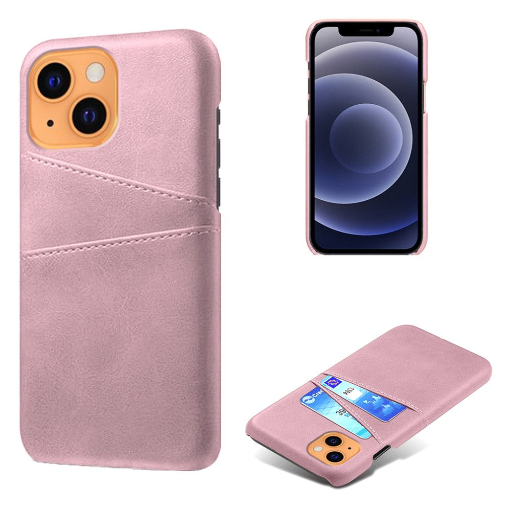 PU Leather + PC Combo Case for iPhone 13 mini 5.4 inch, Anti-Scratch Protective Hard Shell Back Cover with Dual Card Slots