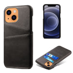 PU Leather + PC Combo Case for iPhone 13 mini 5.4 inch, Anti-Scratch Protective Hard Shell Back Cover with Dual Card Slots