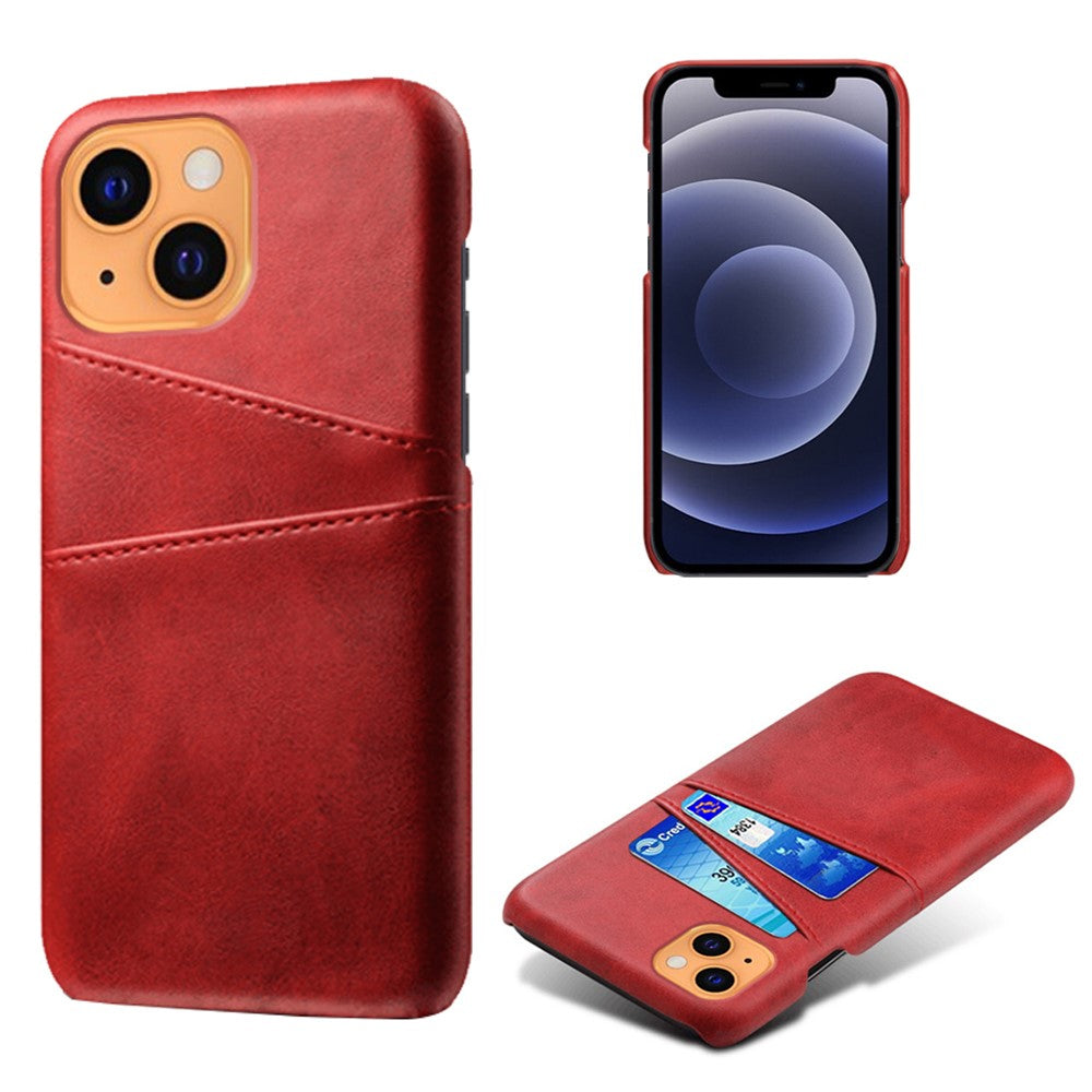 PU Leather + PC Combo Case for iPhone 13 mini 5.4 inch, Anti-Scratch Protective Hard Shell Back Cover with Dual Card Slots