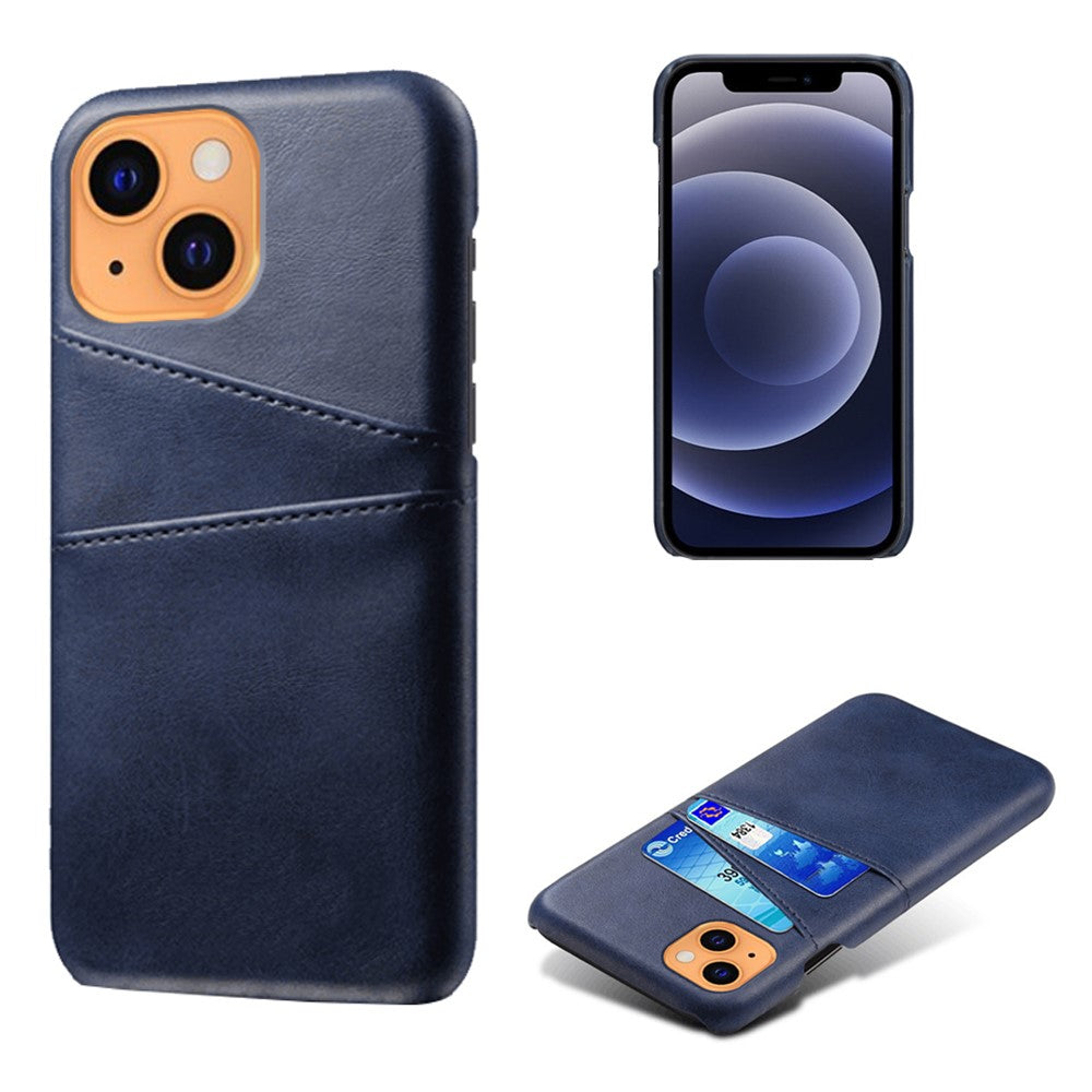 PU Leather + PC Combo Case for iPhone 13 mini 5.4 inch, Anti-Scratch Protective Hard Shell Back Cover with Dual Card Slots
