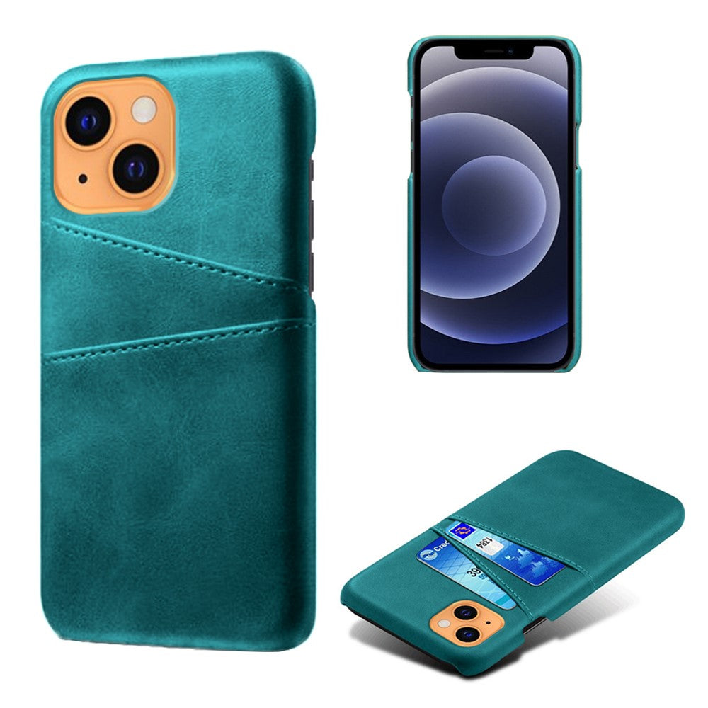 PU Leather + PC Combo Case for iPhone 13 mini 5.4 inch, Anti-Scratch Protective Hard Shell Back Cover with Dual Card Slots