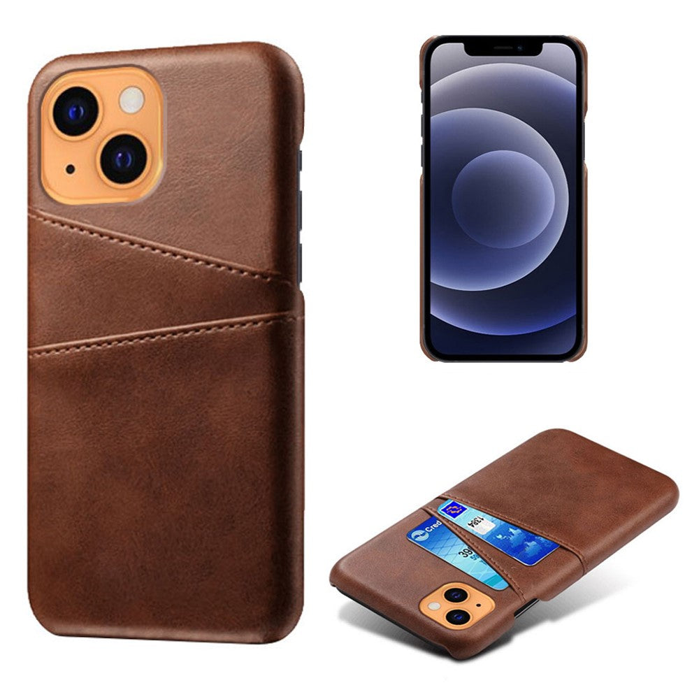 PU Leather + PC Combo Case for iPhone 13 mini 5.4 inch, Anti-Scratch Protective Hard Shell Back Cover with Dual Card Slots