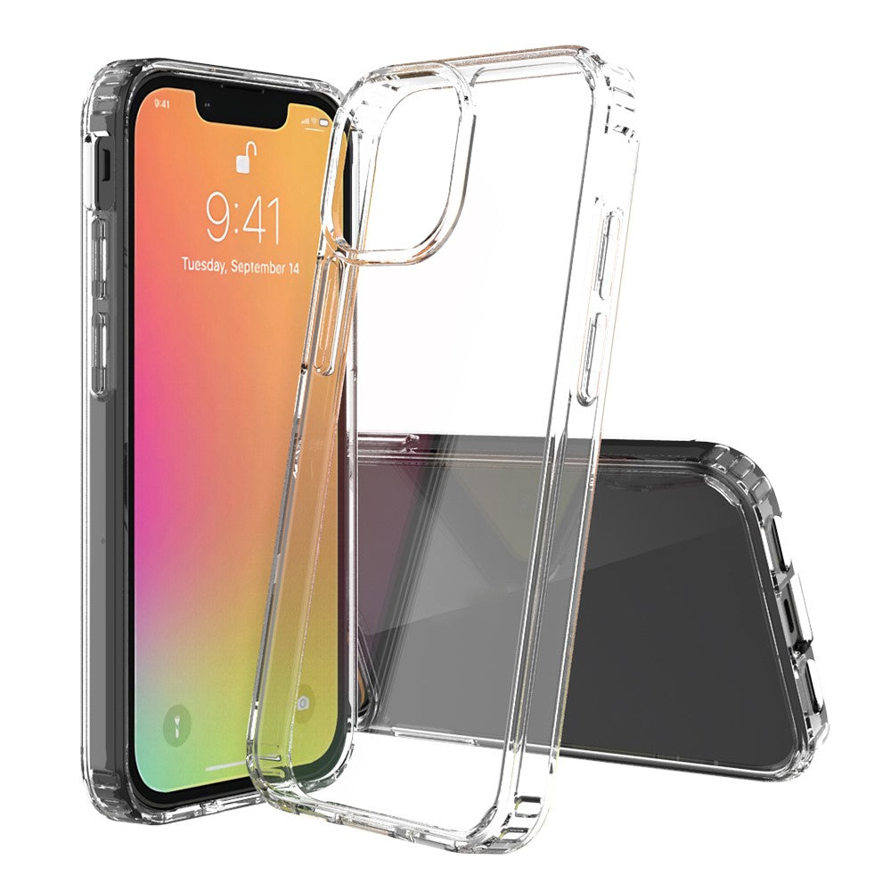 Anti-ridse Stødabsorberende Akryl + TPU Bumper Gennemsigtigt Beskyttelsesbagcover til iPhone 13 mini 5.4 tommer