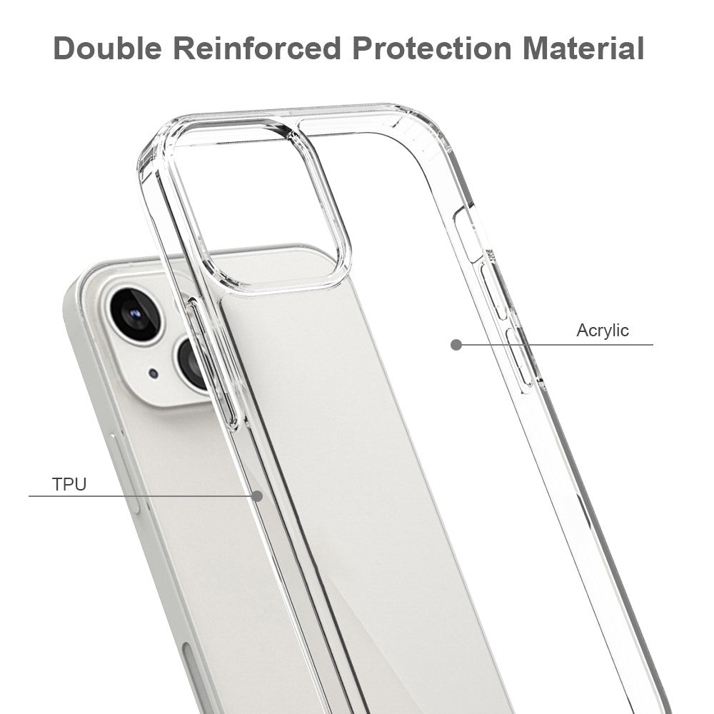 Crystal Clear til iPhone 13 6,1 tommer, akryl + TPU stødsikkert beskyttelsescover
