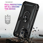 Military Grade PC TPU Shockproof Protection Case for iPhone 13 Pro Max 6.7 inch with Car Mount Rotary Ring Kickstand