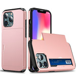 God beskyttende ridsefast skubbekortholder PC + TPU hybrid bagcover til iPhone 13 6,1 tommer