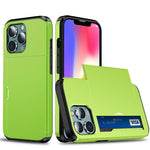God beskyttende ridsefast skubbekortholder PC + TPU hybrid bagcover til iPhone 13 6,1 tommer