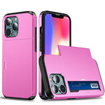 God beskyttende ridsefast skubbekortholder PC + TPU hybrid bagcover til iPhone 13 6,1 tommer