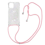 Anti-fald Quicksand Shiny Glitter Mobiltelefon TPU Cover med Snor til iPhone 13 mini 5.4 tommer