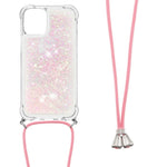 Anti-fald Quicksand Shiny Glitter Mobiltelefon TPU Cover med Snor til iPhone 13 mini 5.4 tommer