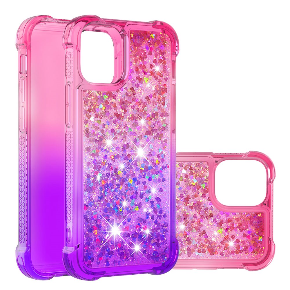 Gradient Quicksand Glitter Flödande Flytande Bling Sött TPU-skal till iPhone 13 Pro 6,1 tum