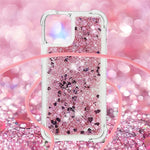Sparkling Floating Liquid Quicksand Soft TPU Shockproof Protection Bumper Cover with Lanyard for iPhone 13 / 14