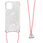 Sparkling Floating Liquid Quicksand Soft TPU Shockproof Protection Bumper Cover with Lanyard for iPhone 13 / 14