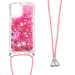 Sparkling Floating Liquid Quicksand Soft TPU Shockproof Protection Bumper Cover with Lanyard for iPhone 13 / 14