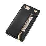 Vertikal Flip Kickstand Design PU-læderbelagt TPU Hybrid Telefoncover med Snor til iPhone 7 4,7 tommer/8 4,7 tommer/SE (2020)/SE (2022)