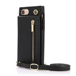Vertikal Flip Kickstand Design PU-læderbelagt TPU Hybrid Telefoncover med Snor til iPhone 7 4,7 tommer/8 4,7 tommer/SE (2020)/SE (2022)