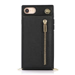 Vertikal Flip Kickstand Design PU-læderbelagt TPU Hybrid Telefoncover med Snor til iPhone 7 4,7 tommer/8 4,7 tommer/SE (2020)/SE (2022)