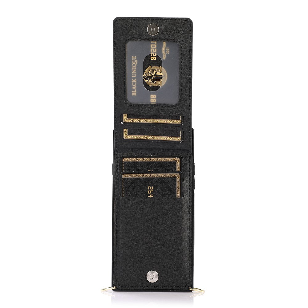 Vertikal Flip Kickstand Design PU-læderbelagt TPU Hybrid Telefoncover med Snor til iPhone 7 4,7 tommer/8 4,7 tommer/SE (2020)/SE (2022)