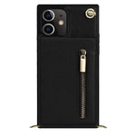 Detachable Lanyard PU Leather Coated TPU Hybrid Case Vertical Flip Kickstand Phone Shell for iPhone 12 mini