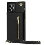 Detachable Lanyard PU Leather Coated TPU Hybrid Case Vertical Flip Kickstand Phone Shell for iPhone 12 mini